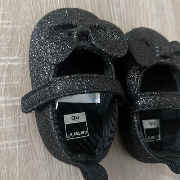 sparkly black baby girl strapped flats - Picture 3 of 5